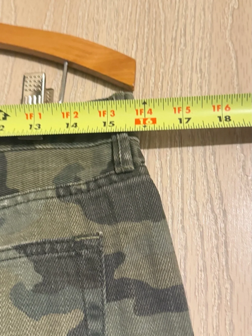 We The Free Olive Camo Distressed Denim Shorts